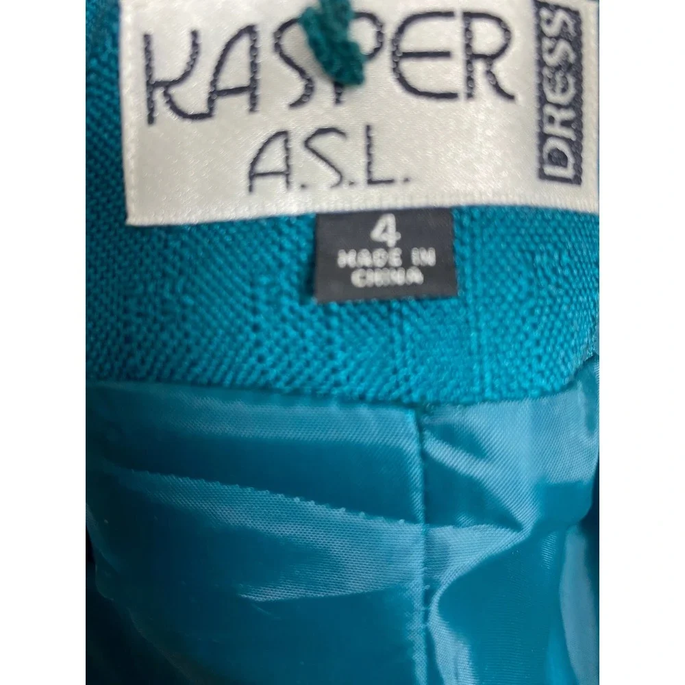 Kasper A.S.L. Teal Green Short Sleeve Zip Front Career Jacket Size‎ 4